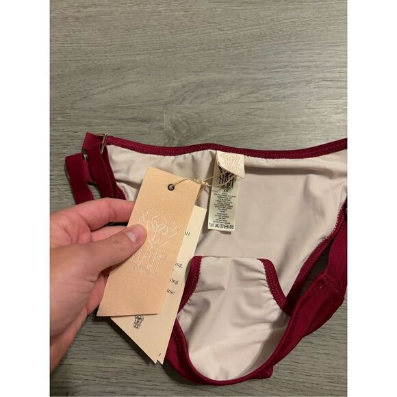 Free People Hot As Hell Burgundy Cheekini Swim Bottoms Sz XS NWT - Picture 2 of 6